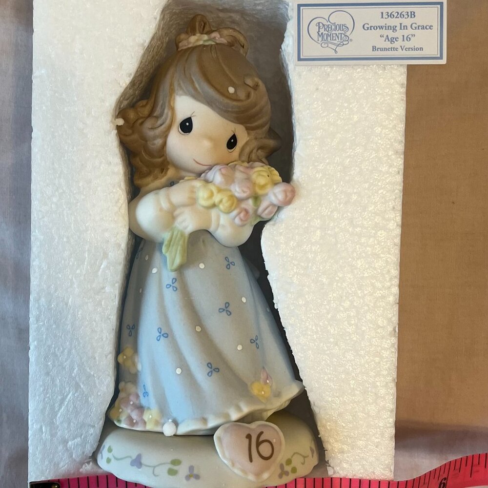RARE Blue Precious Moments Growing in Grace Age 16 Figurine